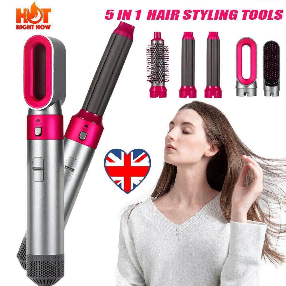 5 in 1 Hair Dryer Brush Hot Comb Air Volumizer Curler Straightener Curg Style