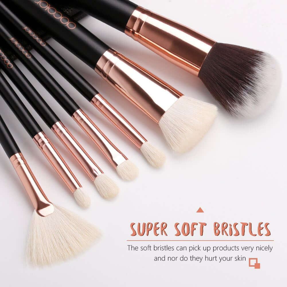 Pro Makeup Brushes Sets 15 Pieces Perfectly Apply Powder, Cream and Liquid with PU Leather Bag Classic Rose Gold