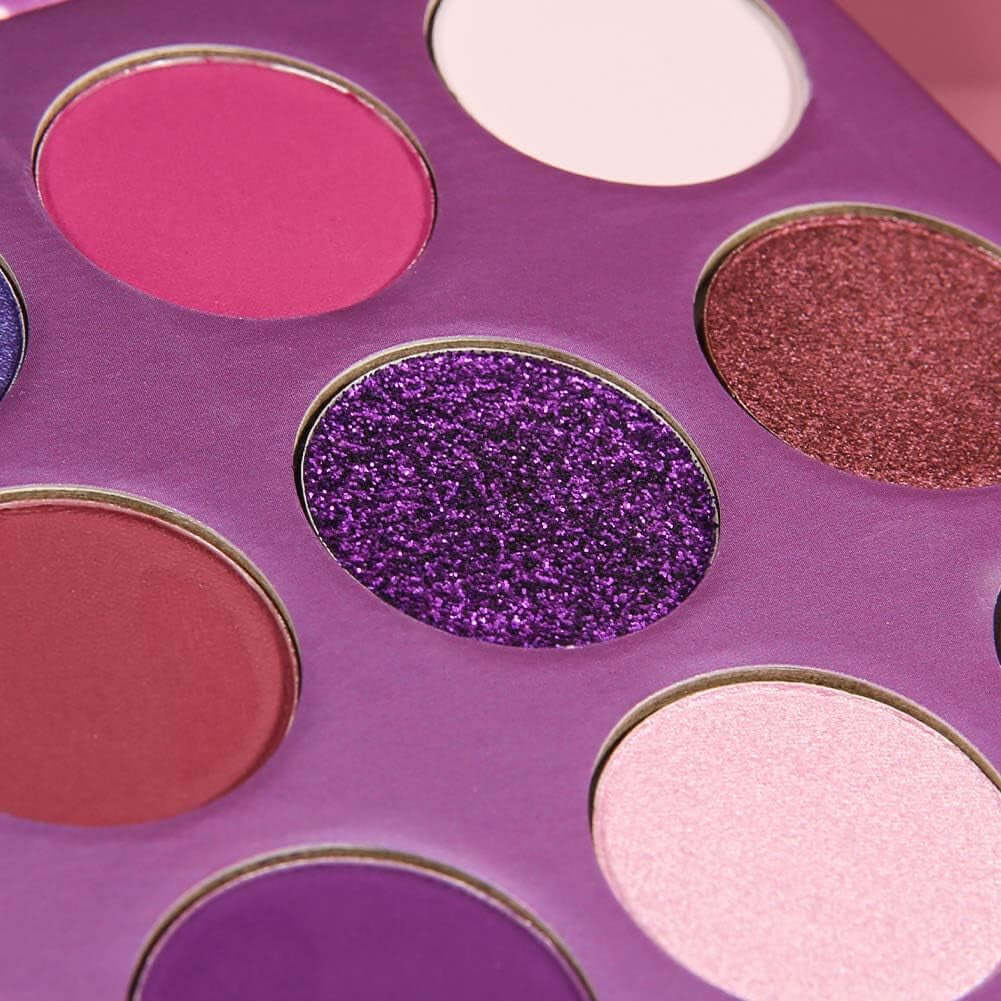 9 Colours Purple Eyeshadow Palette Shadow Palette Highly Pigmented Mattes Shimmers Naked Smokey Glitter Cream Colorful Powder Waterproof Makeup Palette-Power