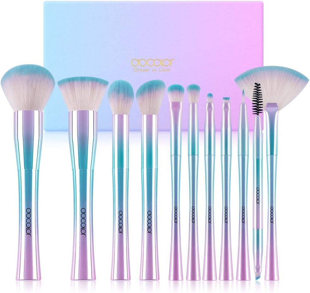 Makeup Brush Set, Mermaid Makeup Brushes 11Pcs, Fantasy Essential Cosmetics, Make up for Face, Eye Shadow Eyeliner, Foundation, Blush, Lip, Powder, Liquid, Cream Blending