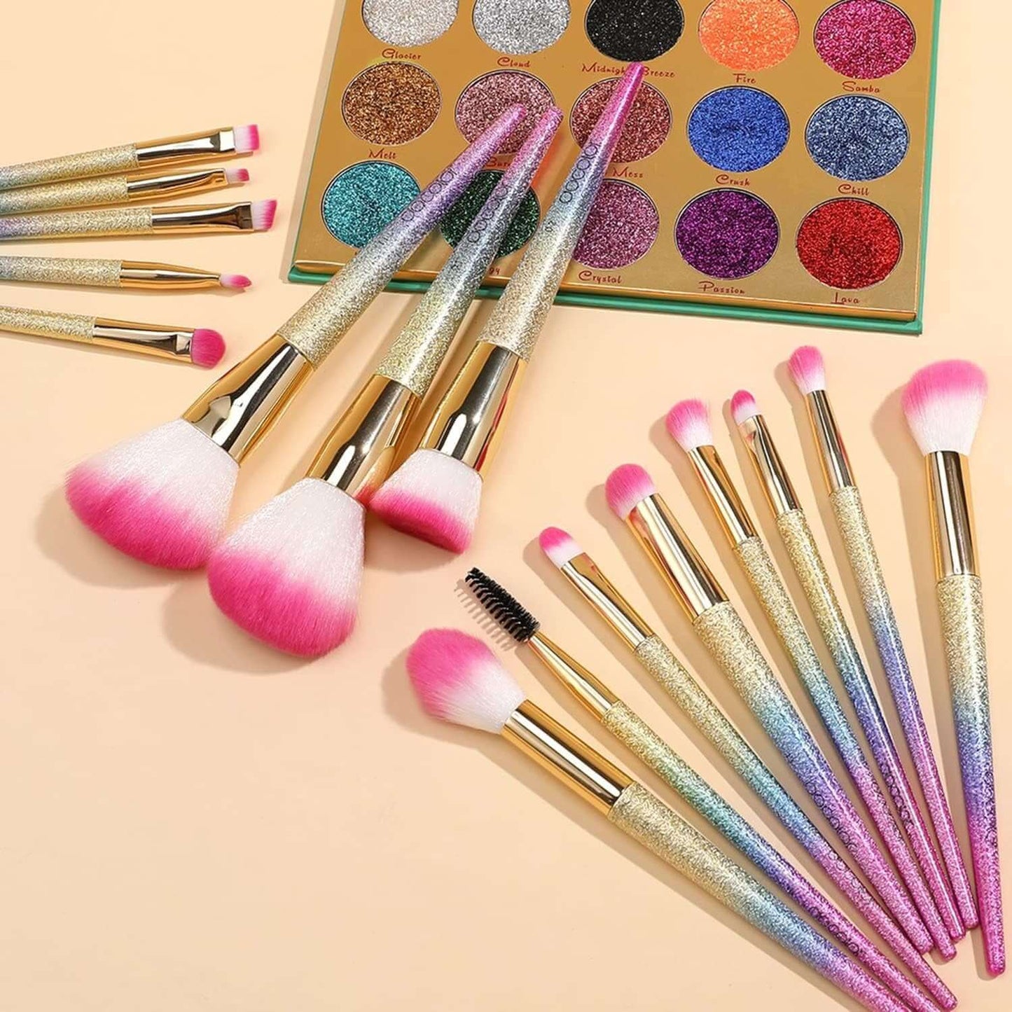 Makeup Brushes Sets 16Piece,Premium Synthetic Professional Makeup Brushes with Rainbow Box,For Face Foundation Blending,Blush,Concealer,Hightlight,Eyeshadow,Eyeline,Lip Brush