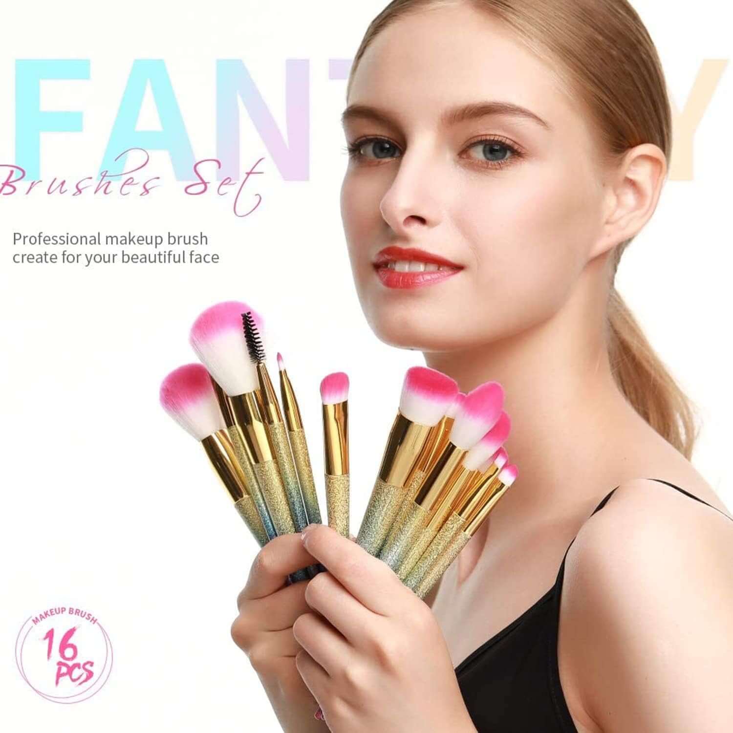 Makeup Brushes Sets 16Piece,Premium Synthetic Professional Makeup Brushes with Rainbow Box,For Face Foundation Blending,Blush,Concealer,Hightlight,Eyeshadow,Eyeline,Lip Brush