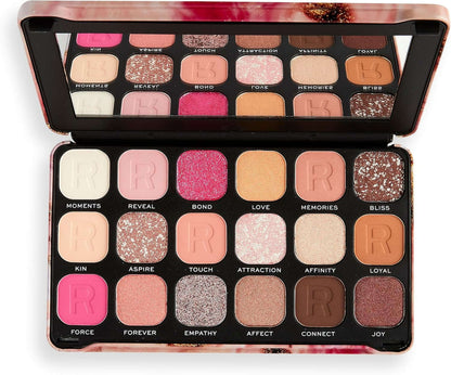 Revolution Beauty, Forever Flawless Eyeshadow Palette, 18 Pigmented Shades, Neutral & Pink Pressed Powder Mattes, Shimmers, Glitters, Affinity