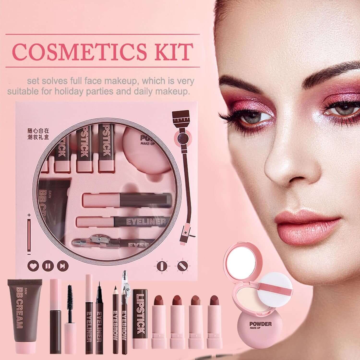 Cosmetic Kit, Makeup Set, BB Cream, Eyebrow Pencil, Lasting Makeup, Makeup Beginners, Stage Makeup,Learn to Makeup Everyday Cosmetics BB Cream Eyebrow Pencil for Stage, Traveling