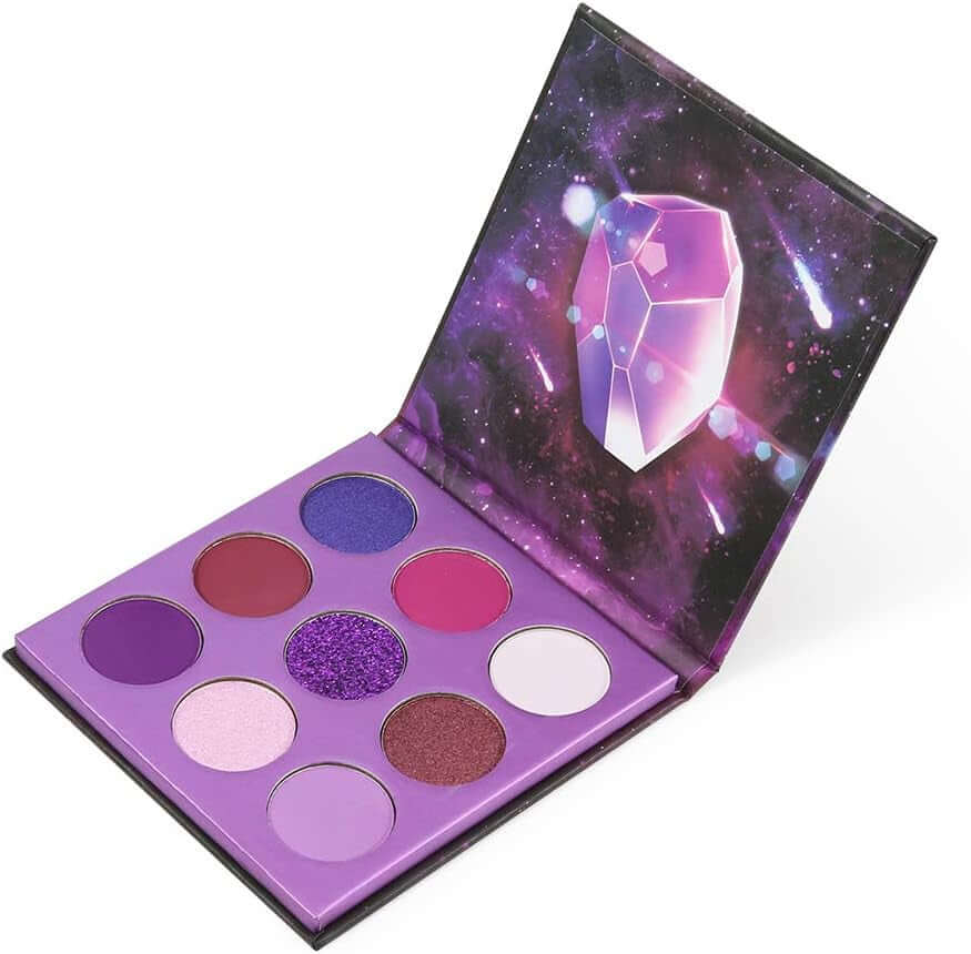 9 Colours Purple Eyeshadow Palette Shadow Palette Highly Pigmented Mattes Shimmers Naked Smokey Glitter Cream Colorful Powder Waterproof Makeup Palette-Power