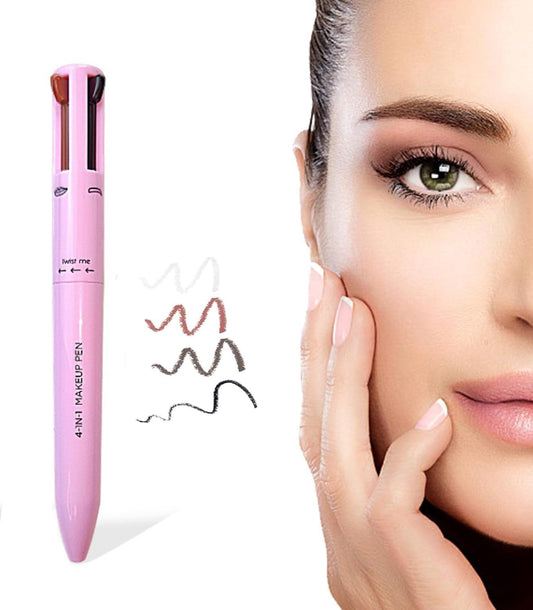 4-In-1 Makeup Pen,  Waterproof Multifunctional Makeup Pen, Pen Pal Makeup, Eyebrow Pencil & Eyeliner & Lip Liner & Highlighter Pen, 4-In-1 Makeup Pen