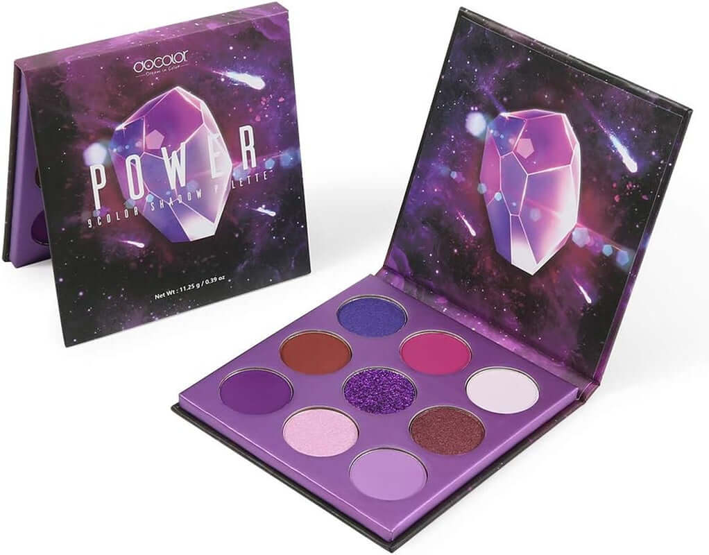 9 Colours Purple Eyeshadow Palette Shadow Palette Highly Pigmented Mattes Shimmers Naked Smokey Glitter Cream Colorful Powder Waterproof Makeup Palette-Power