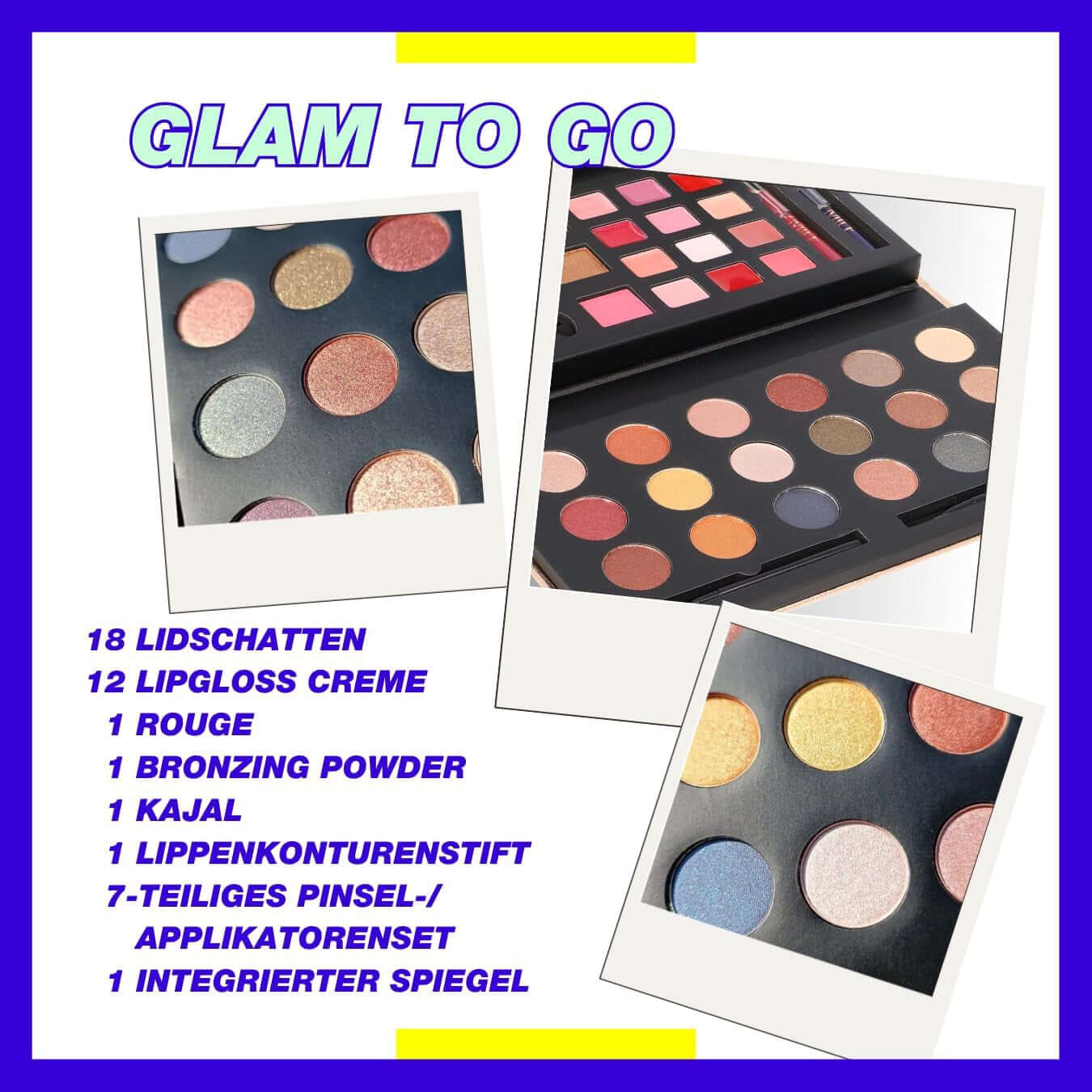 Glam to Go Beauty Box Vegan Cosmetics with Mirror - Small Make-Up Set for on the Go, for Traveling and as a Gift