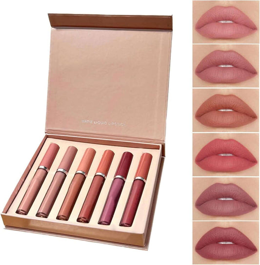 Star Lip Gloss Wet Peach Velvet Mist Face Non Stick Cup Non Fading Lip Gloss Set of 6 Lip Glaze Lipstick Set Teen Beauty Products under 5