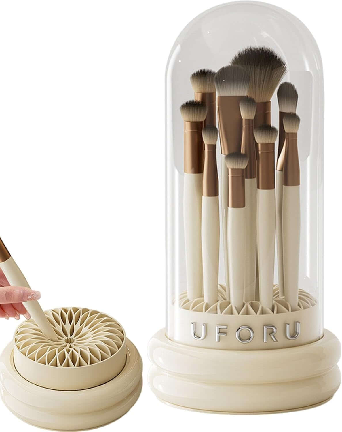 Makeup Brush Cleaner | Brush Cleaning Bowl | Brushes Cleaning Pads | Makeup Cleaner Mat | Brushes Cleaning Bowl Set | Cosmetic Brush Cleaning for Women, Girls Storage Stand and Air Drying