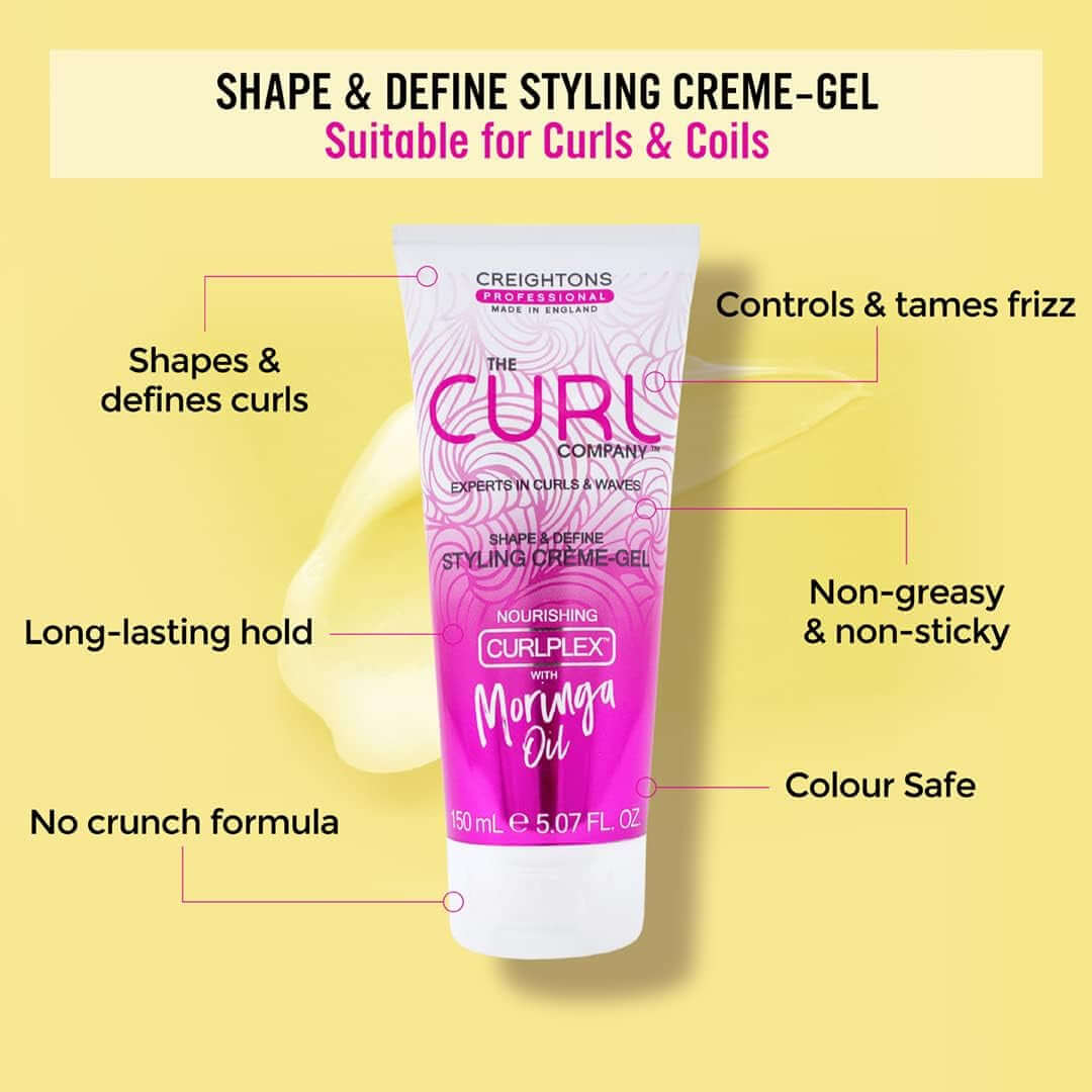 Shape and Define Styling Crème-Gel (150 Ml) - Professionally Formulated with Curplex and Nourishing Moringa Oil Ideal for Curls, Kinks, Coils and Waves