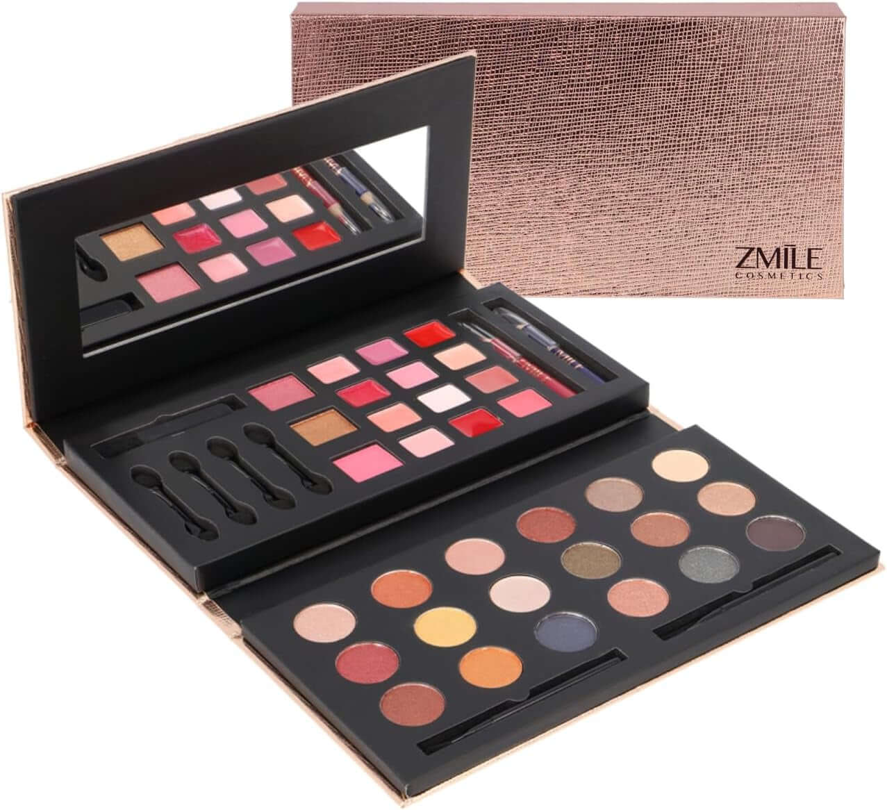 Glam to Go Beauty Box Vegan Cosmetics with Mirror - Small Make-Up Set for on the Go, for Traveling and as a Gift