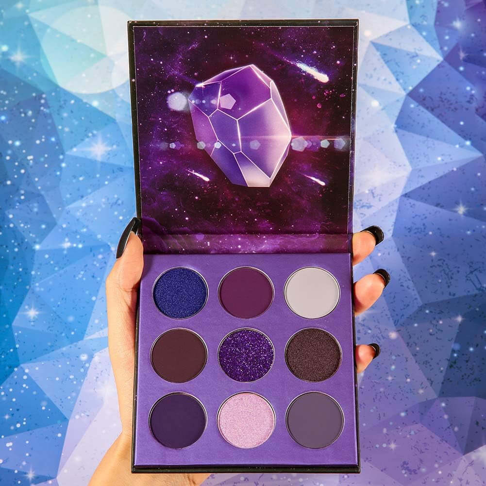 9 Colours Purple Eyeshadow Palette Shadow Palette Highly Pigmented Mattes Shimmers Naked Smokey Glitter Cream Colorful Powder Waterproof Makeup Palette-Power