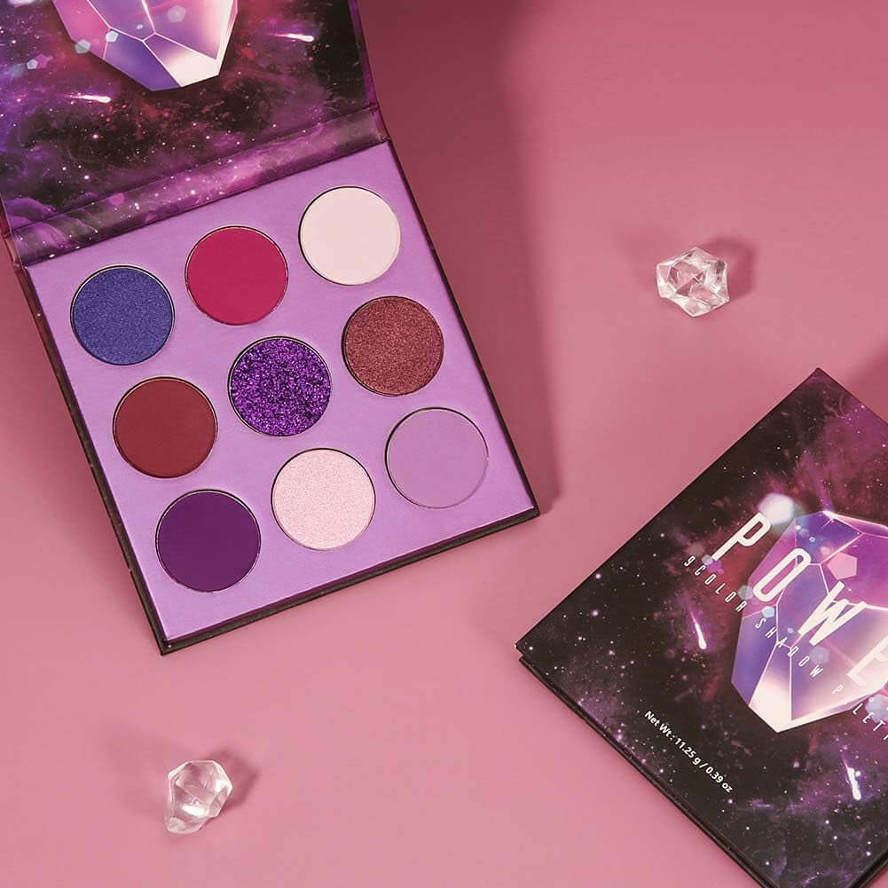 9 Colours Purple Eyeshadow Palette Shadow Palette Highly Pigmented Mattes Shimmers Naked Smokey Glitter Cream Colorful Powder Waterproof Makeup Palette-Power