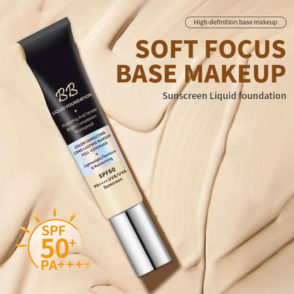 Natural Sunscreen Foundation SPF50 - BB Cream Tinted Moisturiser for Mature Skin - Skin Tone Adjusting CC Cream