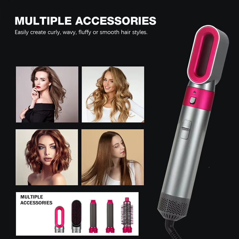 5 in 1 Hair Dryer Brush Hot Comb Air Volumizer Curler Straightener Curg Style