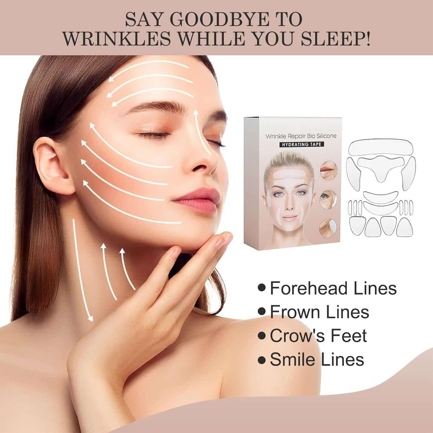 Face Wrinkle Patches, Wrinkle Repair Bio Silicone, Silicone Forehead Patch, Reusable Wrinkle Patches, Facial Eye anti Wrinkle Pads for Women Skin Care to Smooth Eye, Mouth, Forehead Wrinkles - 16Pcs