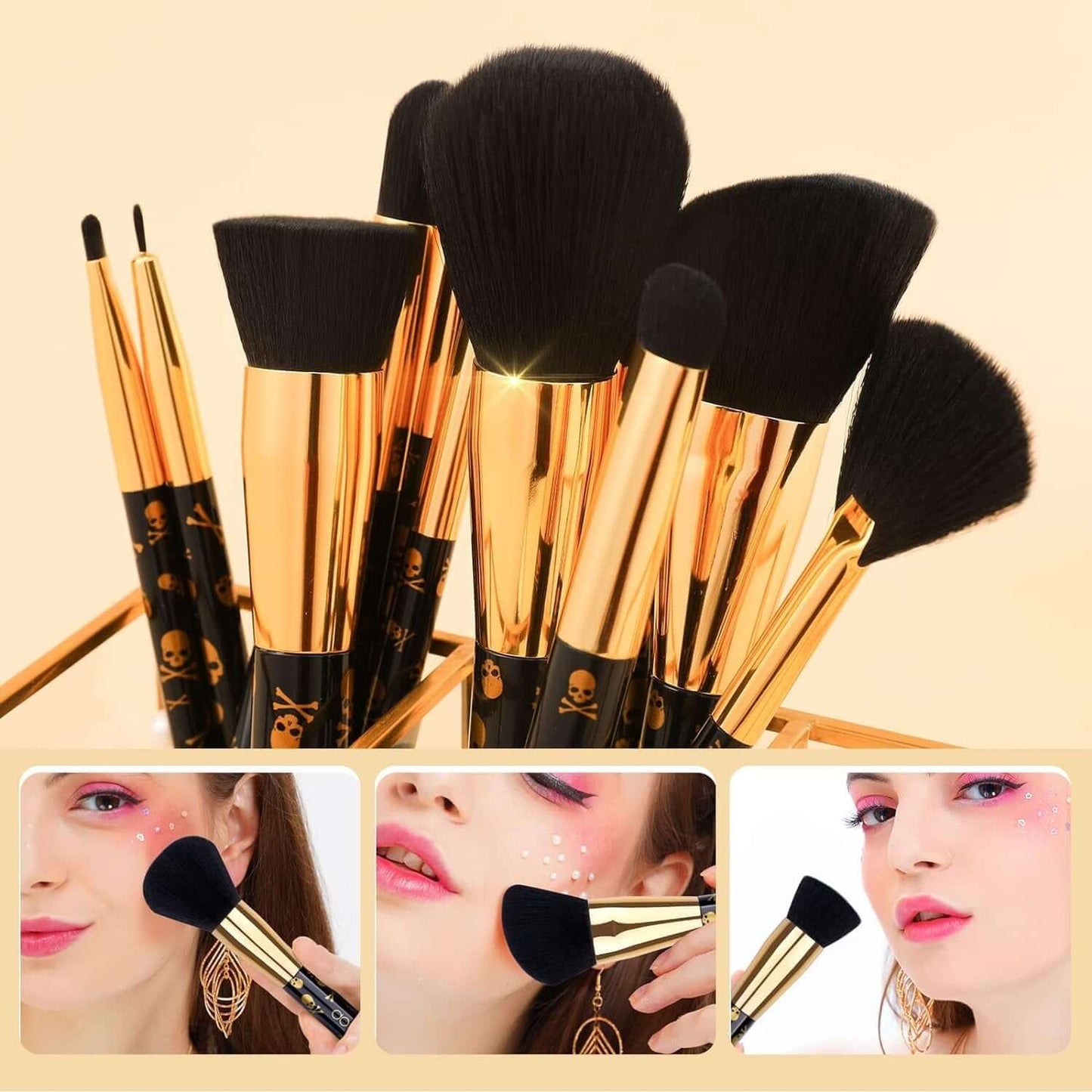 Makeup Brush Set Professional 12Pcs Goth Makeup Brushes Premium Gift Face Powder Foundation Blending Blush Eye Shadow Cosmetics Brushes