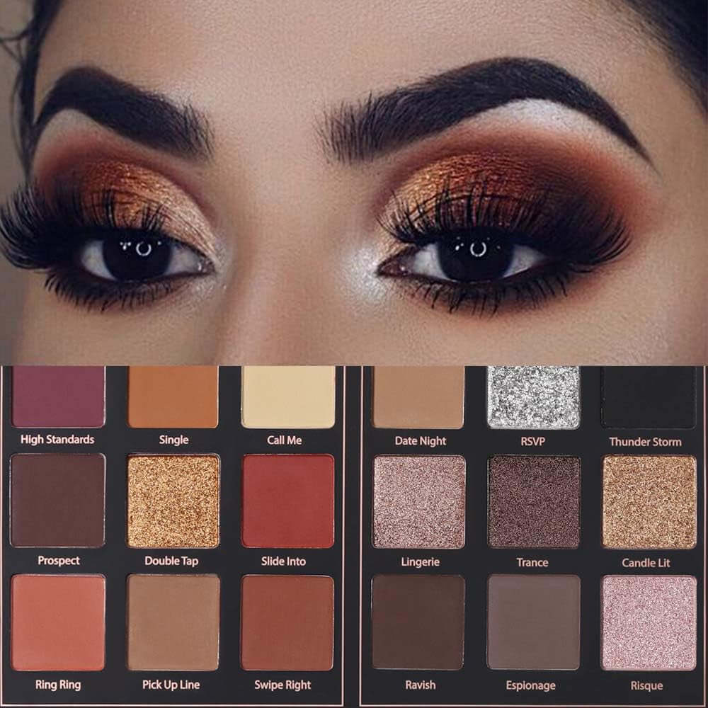 Pro 18 Colors Eyeshadow Palette Matte Shimmer Eye Shadow Palette Highly Pigmented Blendable Shadow Long Lasting Waterproof Makeup Cosmetics (01# Seductress)