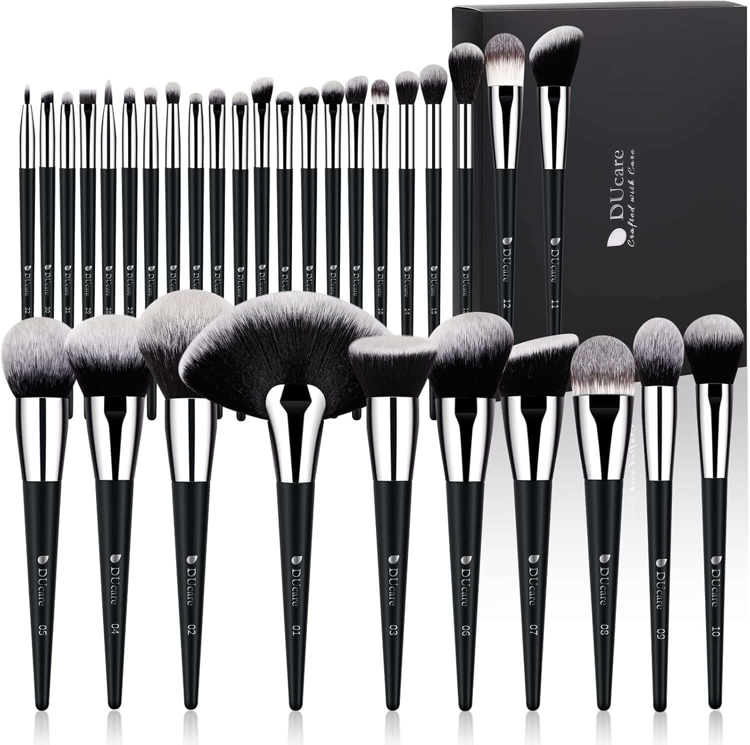 Professional Makeup Brush Set 32Pcs Makeup Brushes Premium Synthetic Kabuki Foundation Blending Brush Face Powder Blush Concealers Eye Shadows